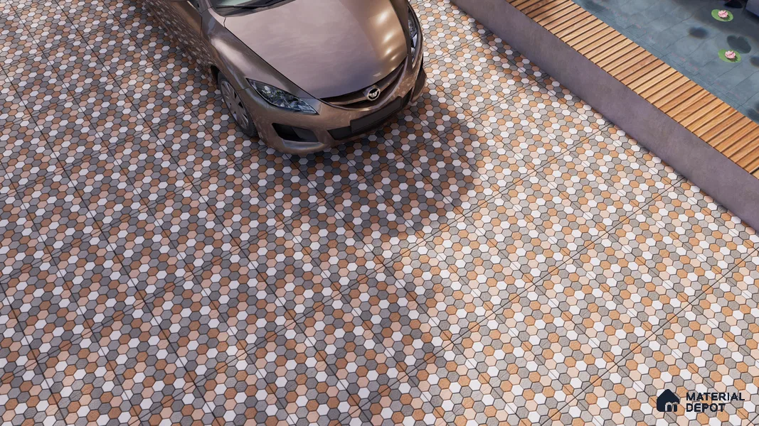 Budget Friendly Hexagonal Look Value for Money Parking Dim Grey Floor Tile 16 x 16 inch | TL 00588 | Vitrified Matte Finish Tile - 12 mm | Suitable For Parking, Outdoor, Balcony & Terrace | Pattern Alignment May Vary | 2-3 mm Spacer is Mandatory