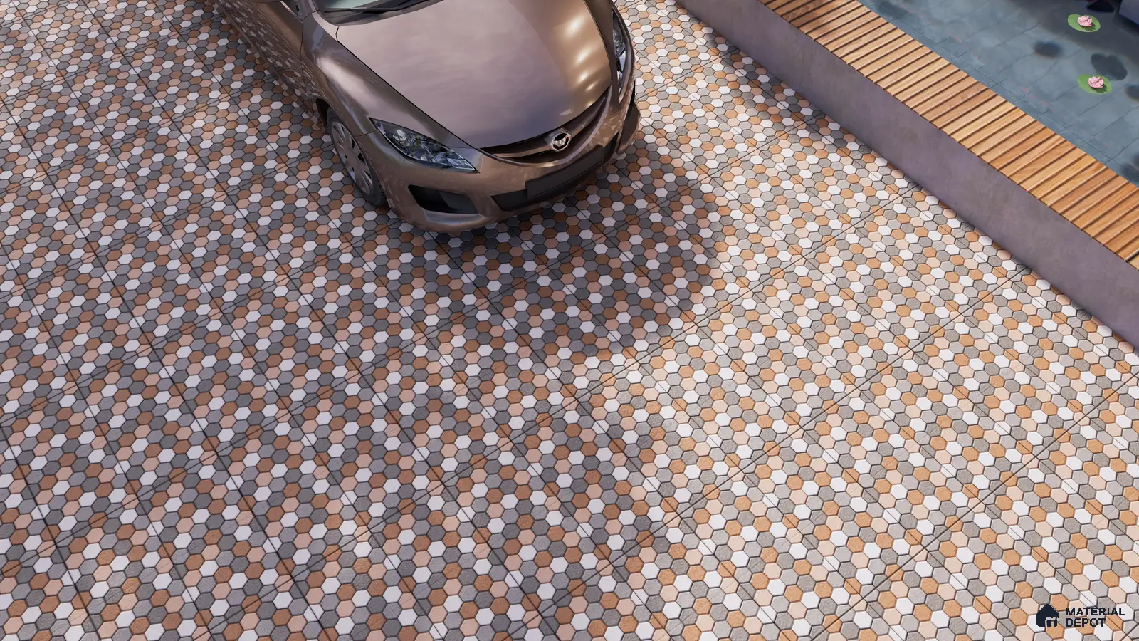 Earthy Floral Tiles for a Serene Bathroom Ambience | Material Depot