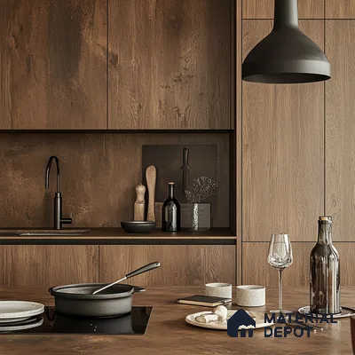 Industrial Chic Kitchen with Dark Wood Accents | Material Depot