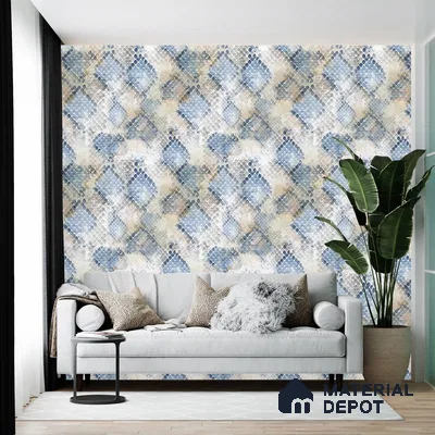 A close-up of a Abstract Repeat Pattern, Wallpaper for Rooms 19.6 Inches(W) x 420 Inches(H) Atarangi Series Abstract Patterned - 57 Sq. Ft. with a finish available at Material Depot in Bangalore
