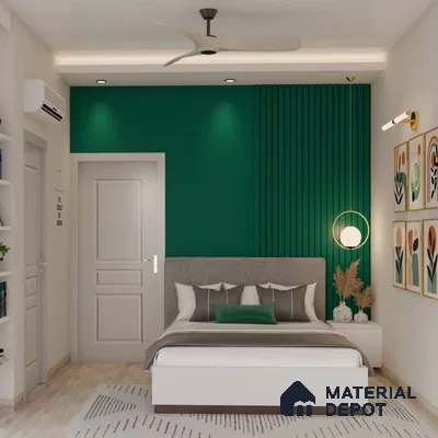 Kid's room with vibrant green accent