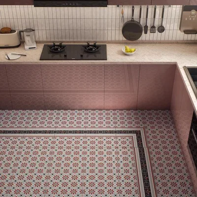 Closeup application image of Carpet Floor Tiles in Kitchen