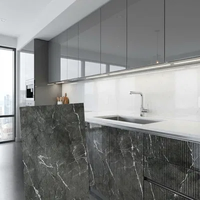 Closeup application image of Fluted Acrylic Laminates in Kitchen