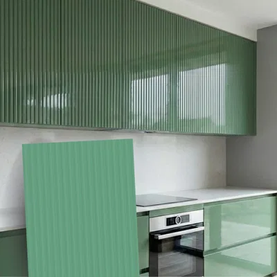 Closeup application image of Fluted Laminates in Kitchen