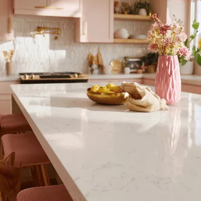 Closeup application image of Quartz Countertops