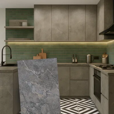 Closeup application image of Stone Laminates in Kitchen