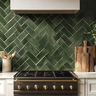 Closeup application image of Trendy Subway Tile in Kitchen