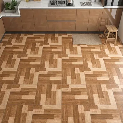 Closeup application image of Wooden Floor Tiles in Kitchen
