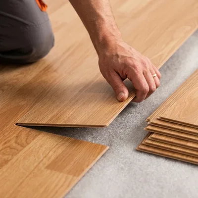 Closeup installation image of Laminate Wood Floor