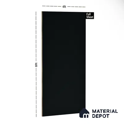 Black Solid Colors Look 3564 NGL 8 ft x 4 ft High Gloss Finish Decorative Laminate - 1 mm | Suitable for Living Room, Kitchen, Office