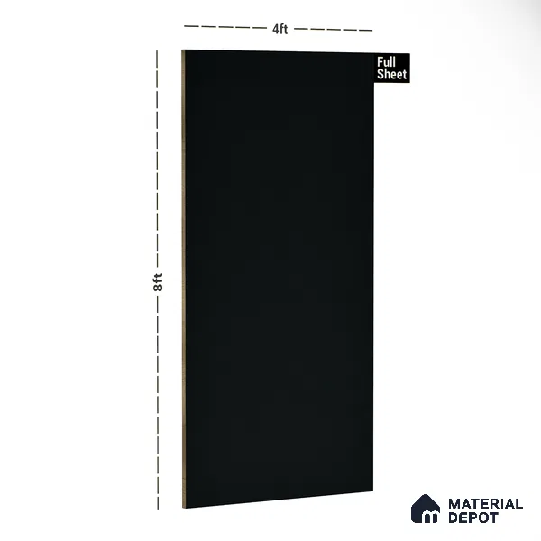 Black Solid Colors Look 3564 NGL 8 ft x 4 ft High Gloss Finish Decorative Laminate - 1 mm | Suitable for Living Room, Kitchen, Office