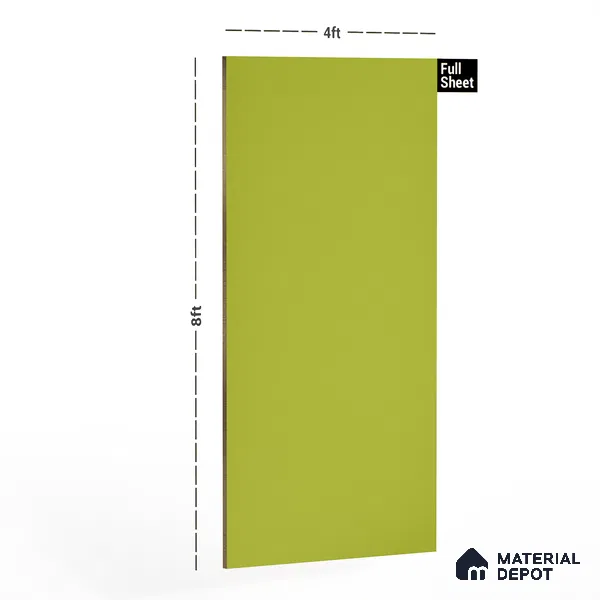 Green Solid Colors Look 3580 NGL 8 ft x 4 ft High Gloss Finish Decorative Laminate - 1 mm | Suitable for Living Room, Kitchen, Office