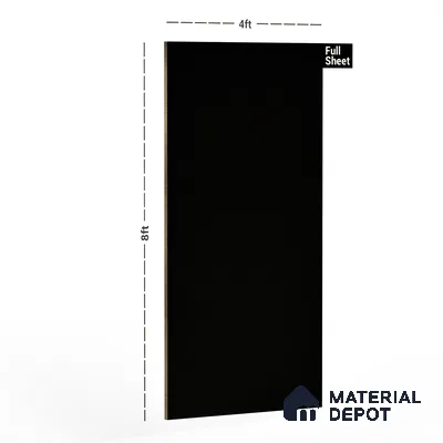 Black Solid Colors Look 3646 NGL 8 ft x 4 ft High Gloss Finish Decorative Laminate - 1 mm | Suitable for Living Room, Kitchen, Office