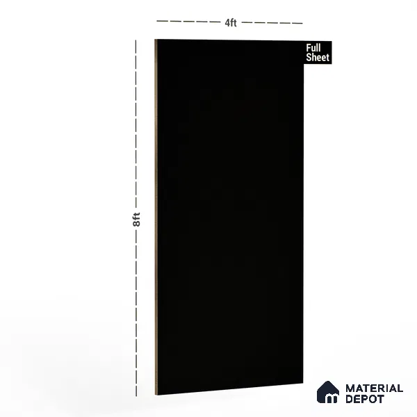 Black Solid Colors Look 3646 NGL 8 ft x 4 ft High Gloss Finish Decorative Laminate - 1 mm | Suitable for Living Room, Kitchen, Office