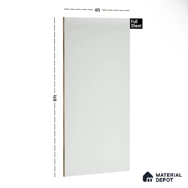 White Solid Colors Look 3503 SMR 8 ft x 4 ft High Gloss Finish Decorative Laminate - 1 mm | Suitable for Living Room, Kitchen, Office