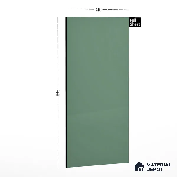 Green Solid Colors Look Crystal 1174 8 ft x 4 ft High Gloss Finish Decorative Laminate - 1.25 mm  | Suitable for Living Room, Kitchen, Office