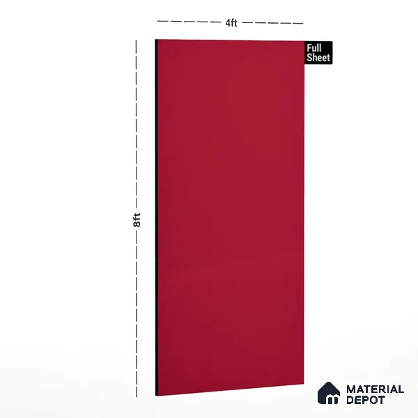 80193 GL Lunan Red 8 ft x 4 ft High Gloss Finish Liner Laminate - 0.8 mm | Suitable for TV Unit, Wardrobe, Kitchen Cabinets