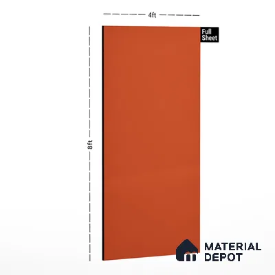 Orange Solid Colors Look 913 MT Orange 8 ft x 4 ft Suede Finish Decorative Laminate - 1 mm | Suitable for Living Room, Kitchen, Office