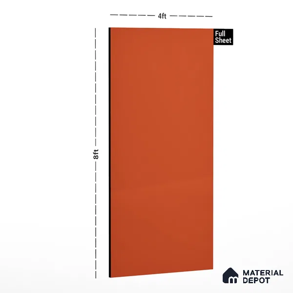Orange Solid Colors Look 913 MT Orange 8 ft x 4 ft Suede Finish Decorative Laminate - 1 mm | Suitable for Living Room, Kitchen, Office