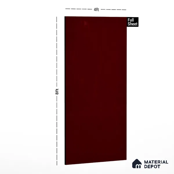 Red Solid Colors Look 8008 AHG 8 ft x 4 ft High Gloss Finish Decorative Laminate - 0.8 mm | Suitable for Living Room, Kitchen, Office