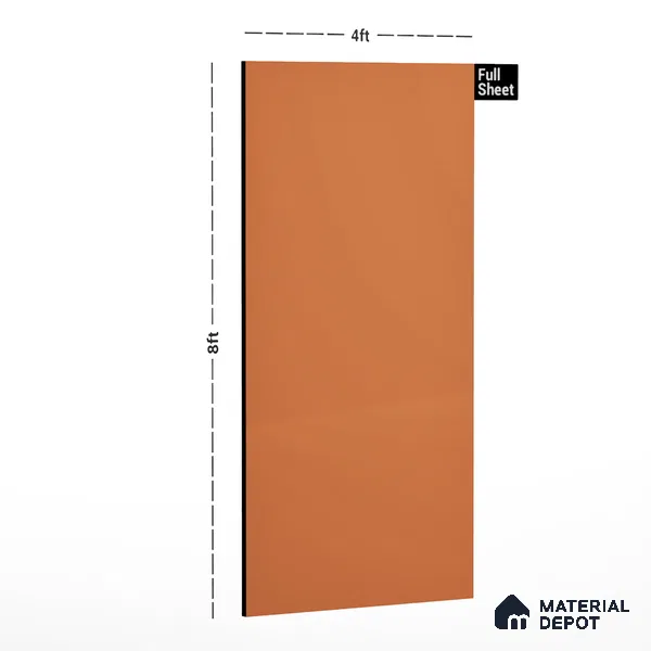 Orange Solid Colors Look 8025 SF 8 ft x 4 ft Suede Finish Decorative Laminate - 0.8 mm | Suitable for Living Room, Kitchen, Office