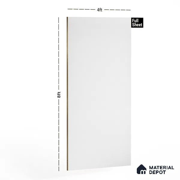 White Solid Colors Look 1209 MF 8 ft x 4 ft Matte Finish Decorative Laminate - 1 mm | Suitable for Living Room, Kitchen, Office