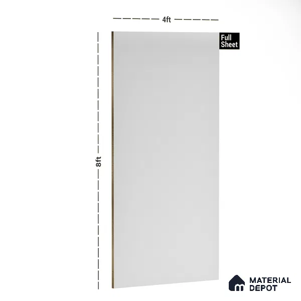 White Solid Colors Look MT 701 8 ft x 4 ft Matte Finish 6H Anti Scratch Acrylic Laminate - 1.5 mm | Suitable for TV Unit, Wardrobe, Kitchen Cabinets