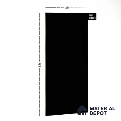 Black Solid Colors Look MT 706 8 ft x 4 ft Matte Finish 6H Anti Scratch Acrylic Laminate - 1.5 mm | Suitable for TV Unit, Wardrobe, Kitchen Cabinets
