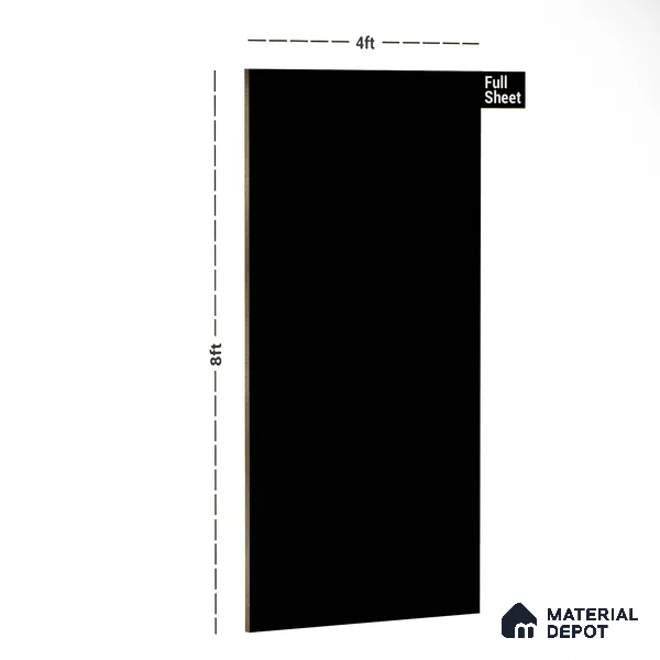 Black Solid Colors Look MT 706 8 ft x 4 ft Matte Finish 6H Anti Scratch Acrylic Laminate - 1.5 mm | Suitable for TV Unit, Wardrobe, Kitchen Cabinets