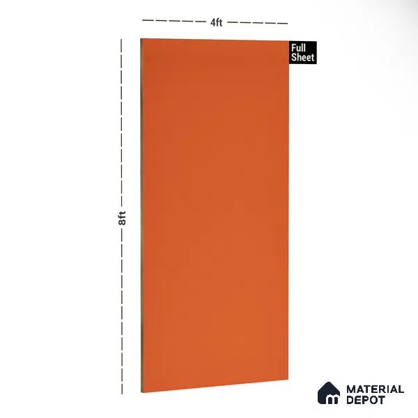 21414 SGL Neo Tangerine 8 ft x 4 ft High Gloss Finish Decorative Laminate - 0.8 mm | Suitable for Living Room, Kitchen, Office