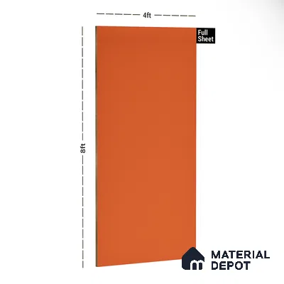 21414 SF Neo Tangerine 8 ft x 4 ft Suede Finish Decorative Laminate - 0.8 mm | Suitable for Living Room, Kitchen, Office