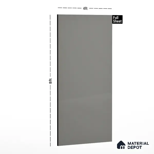 Grey Solid Colors Look 9512 SHG 8 ft x 4 ft High Gloss Finish Decorative Laminate - 1 mm | Suitable for Living Room, Kitchen, Office