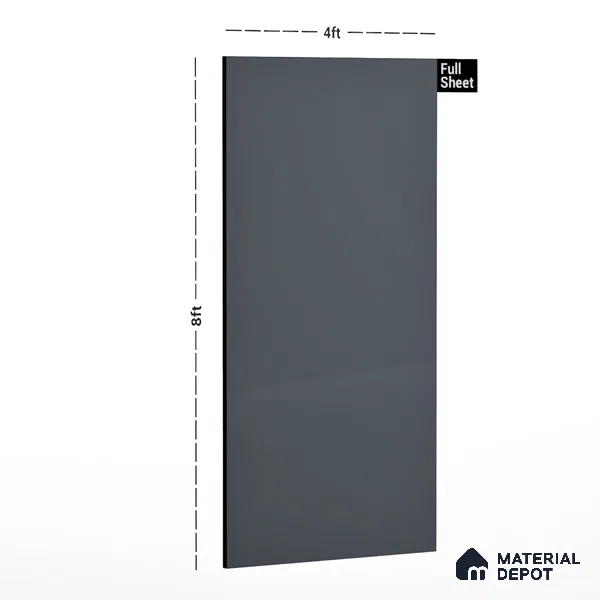 Grey Solid Colors Look 9234 SMT 8 ft x 4 ft High Gloss Finish Decorative Laminate - 1 mm | Suitable for Living Room, Kitchen, Office