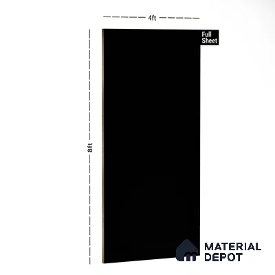 Black Solid Colors Look PU 7720 8 ft x 4 ft PU Finish Decorative Laminate - 1.5 mm | Suitable for Living Room, Kitchen, Office