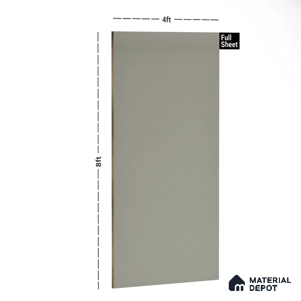 Grey Solid Colors Look PU 7725 8 ft x 4 ft PU Finish Decorative Laminate - 1.5 mm | Suitable for Living Room, Kitchen, Office