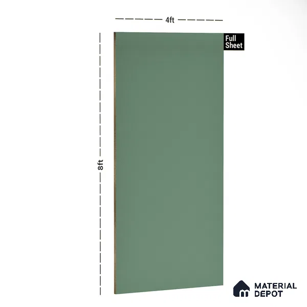 Green Solid Colors Look PU 7727 8 ft x 4 ft PU Finish Decorative Laminate - 1.5 mm | Suitable for Living Room, Kitchen, Office