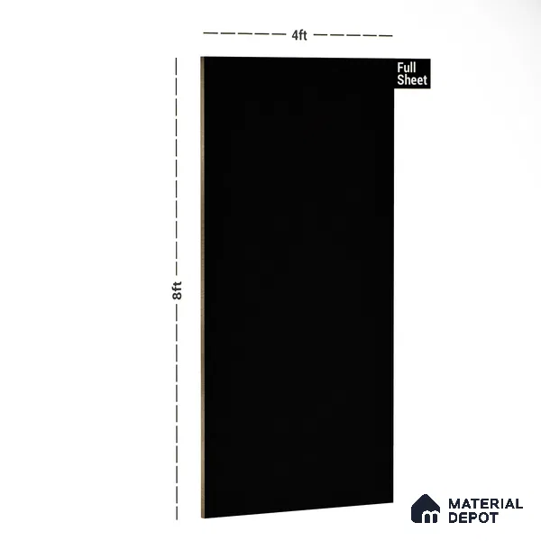 Black Solid Colors Look PU 7718 8 ft x 4 ft PU Finish Decorative Laminate - 1.5 mm | Suitable for Living Room, Kitchen, Office
