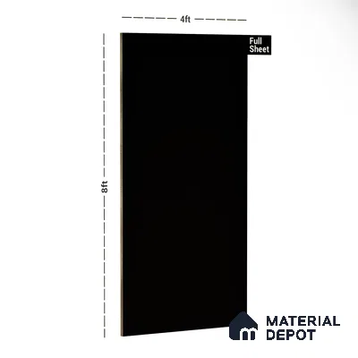 190 HG Black 8 ft x 4 ft High Gloss Plain Color Finish Laminate - 1 mm | Suitable for Living Room, Kitchen, Office