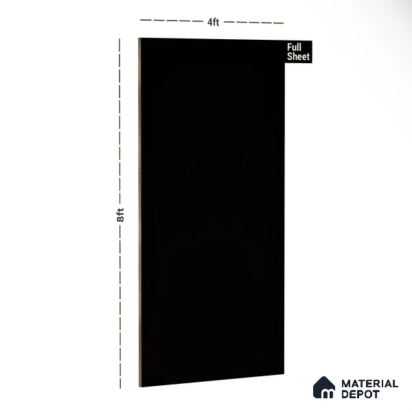 190 HG Black 8 ft x 4 ft High Gloss Plain Color Finish Laminate - 1 mm | Suitable for Living Room, Kitchen, Office