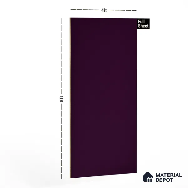 150 HG Mulberry 8 ft x 4 ft High Gloss Plain Color Finish Laminate - 1 mm | Suitable for Living Room, Kitchen, Office