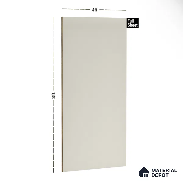 174 SF Ivory 8 ft x 4 ft Plain Color Suede Finish Laminate - 1 mm | Suitable for Living Room, Kitchen, Office