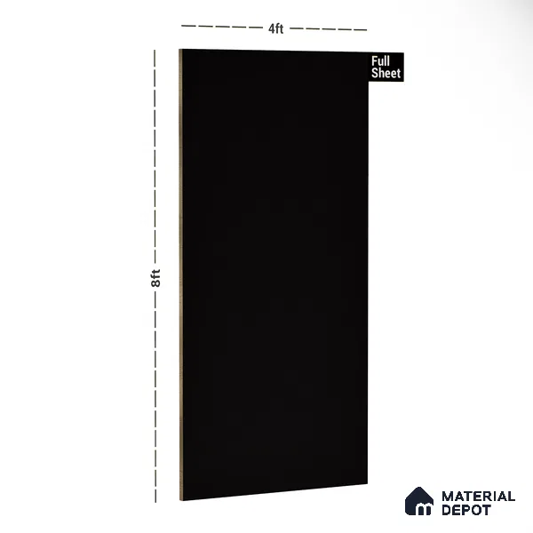 190 SF Black 8 ft x 4 ft Plain Color Suede Finish Laminate - 1 mm | Suitable for Living Room, Kitchen, Office