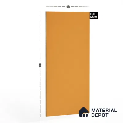146 SF Fiesta Orange 8 ft x 4 ft Plain Color Suede Finish Laminate - 1 mm | Suitable for Living Room, Kitchen, Office