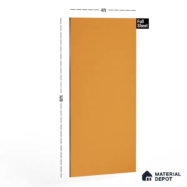 146 SF Fiesta Orange 8 ft x 4 ft Plain Color Suede Finish Laminate - 1 mm | Suitable for Living Room, Kitchen, Office