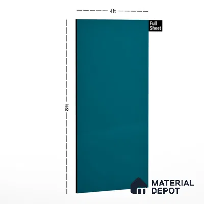 Deep Teal Blue Solid Colors Look LM 01917 8 ft x 4 ft Glossy Finish Decorative Laminate - 1 mm | Suitable for Living Room, Kitchen, Office