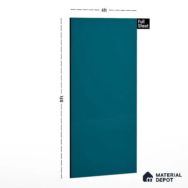 Deep Teal Blue Solid Colors Look LM 01917 8 ft x 4 ft Glossy Finish Decorative Laminate - 1 mm | Suitable for Living Room, Kitchen, Office