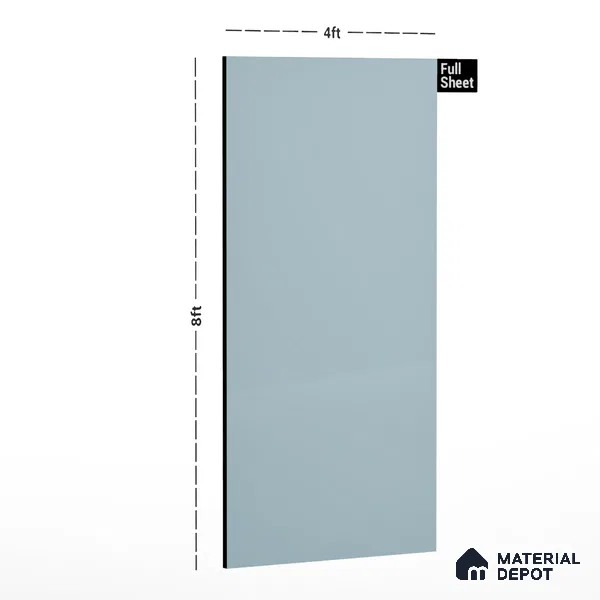 Morning Blue Solid Colors Look LM 01919 8 ft x 4 ft Glossy Finish Decorative Laminate - 1 mm | Suitable for Living Room, Kitchen, Office