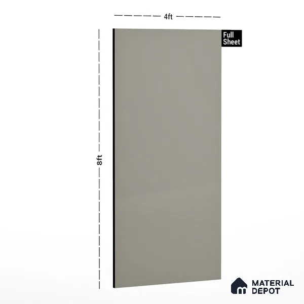 Pista Grey Solid Colors Look LM 01922 8 ft x 4 ft Glossy Finish Decorative Laminate - 1 mm | Suitable for Living Room, Kitchen, Office