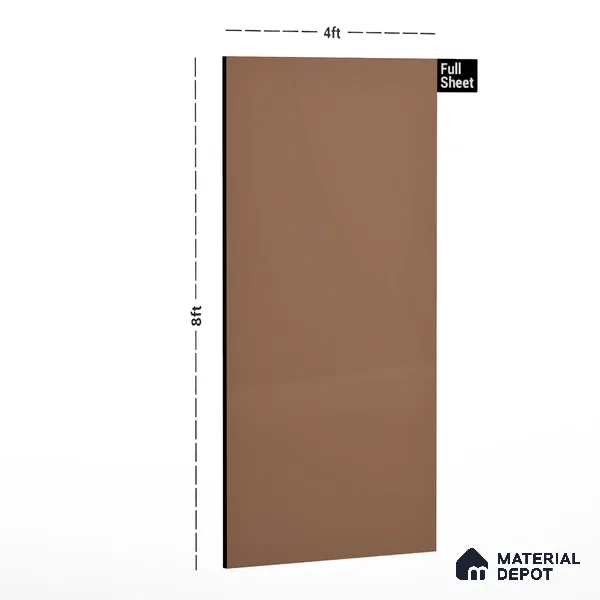 Champagne Brown Solid Colors Look LM 01934 8 ft x 4 ft Glossy Finish Decorative Laminate - 1 mm | Suitable for Living Room, Kitchen, Office