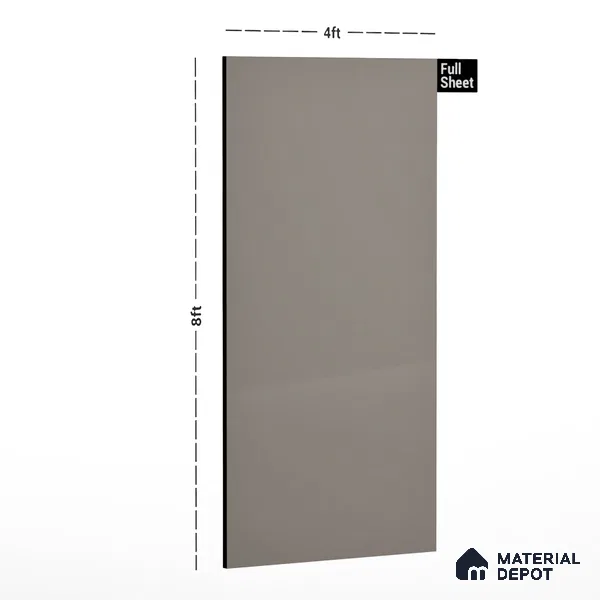 Ash Grey Metallic Solid Colors Look LM 01937 8 ft x 4 ft Glossy Finish Decorative Laminate - 1 mm | Suitable for Living Room, Kitchen, Office